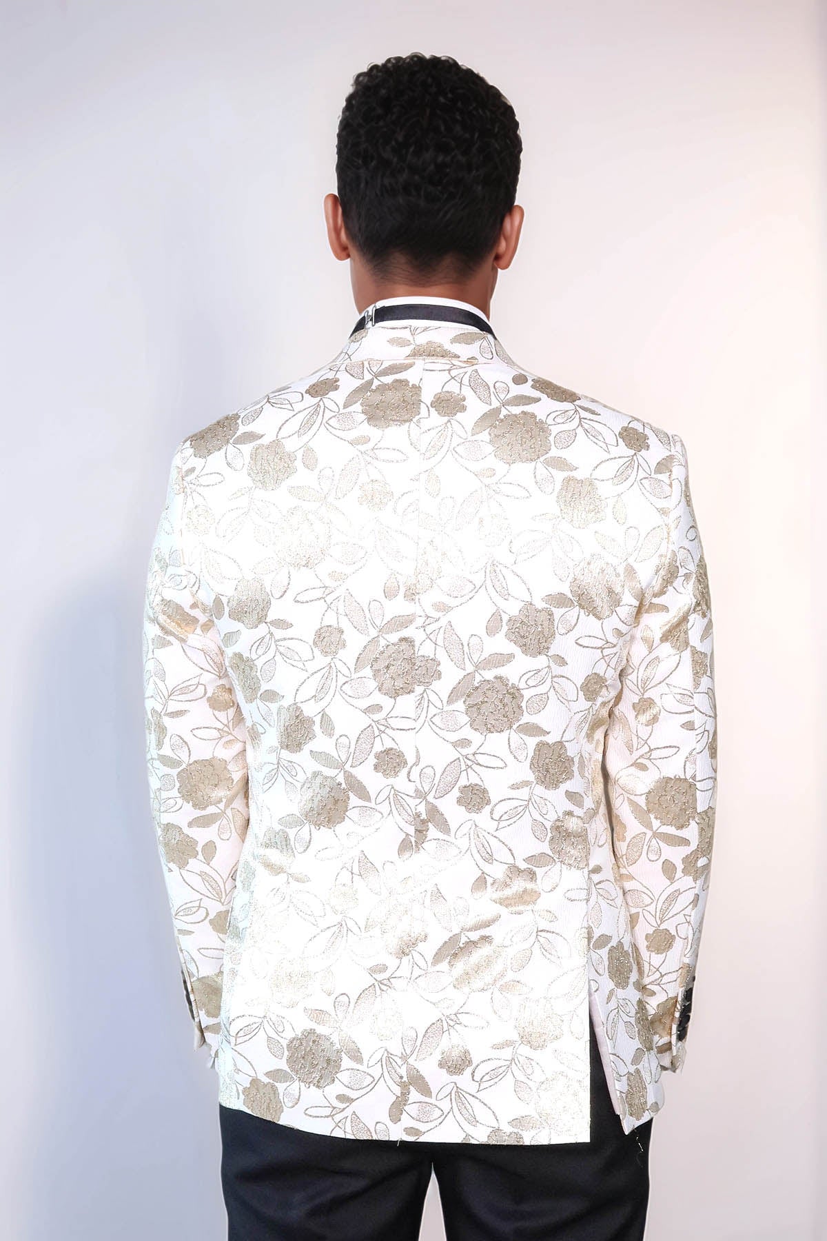 KOALA SYDNEY Floral Patterned White Men Tuxedo Blazer