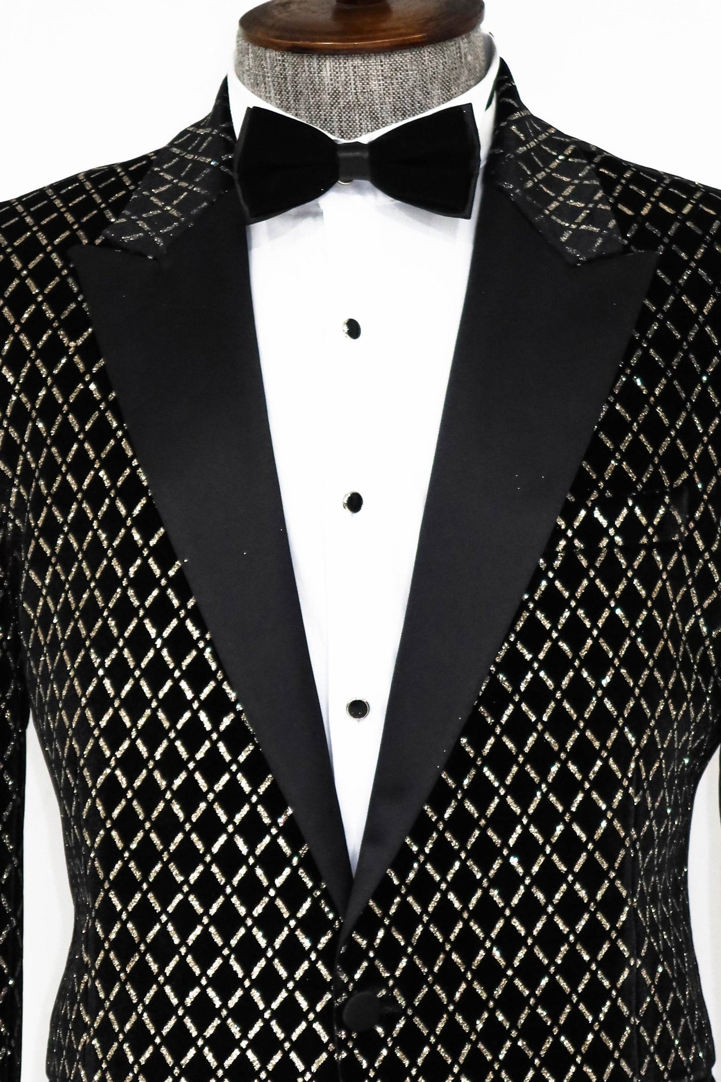 KOALA SYDNEY Black Patterned Over Black Men Prom Blazer