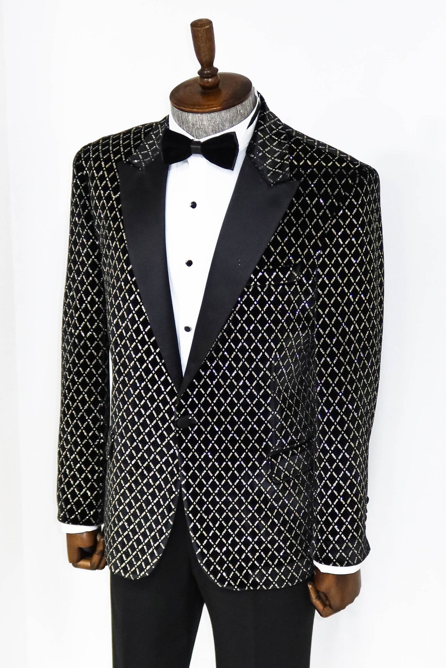 KOALA SYDNEY Black Patterned Over Black Men Prom Blazer