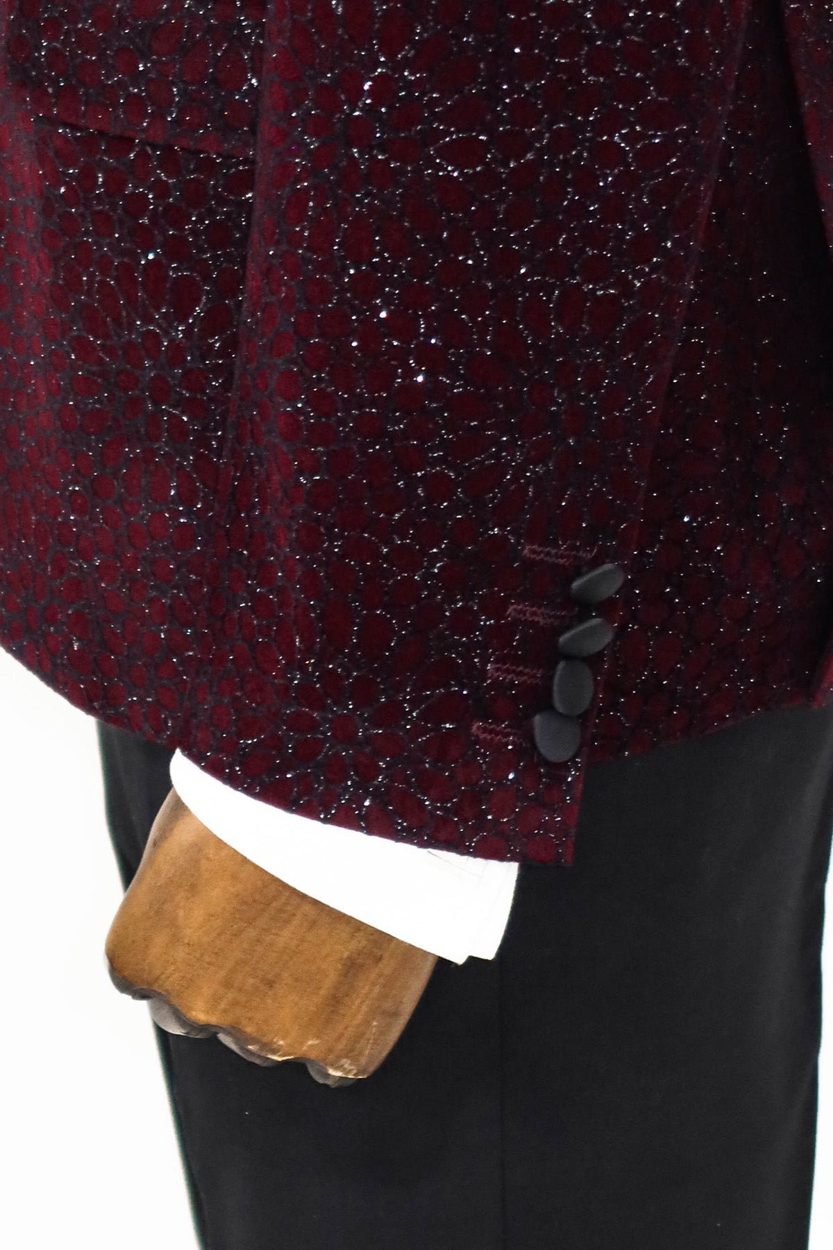 Glitter Floral Patterned Burgundy Men Party Blazer