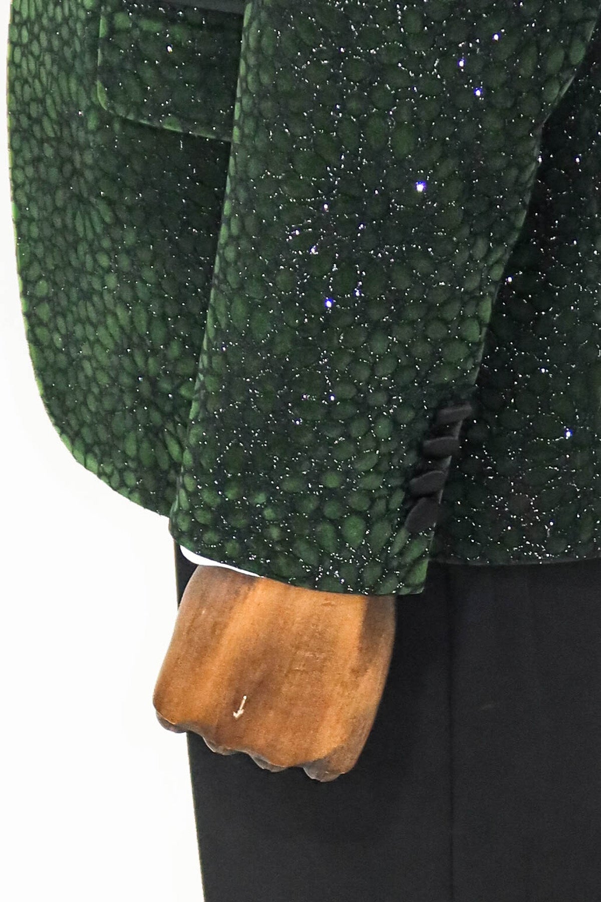 Glitter Floral Patterned Dark Green Men Dinner Jacket -