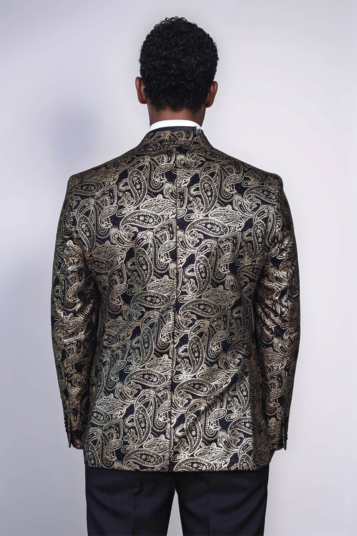 Paisley Peak Lapel Black Men Dinner Tuxedo Jacket - Wessi
