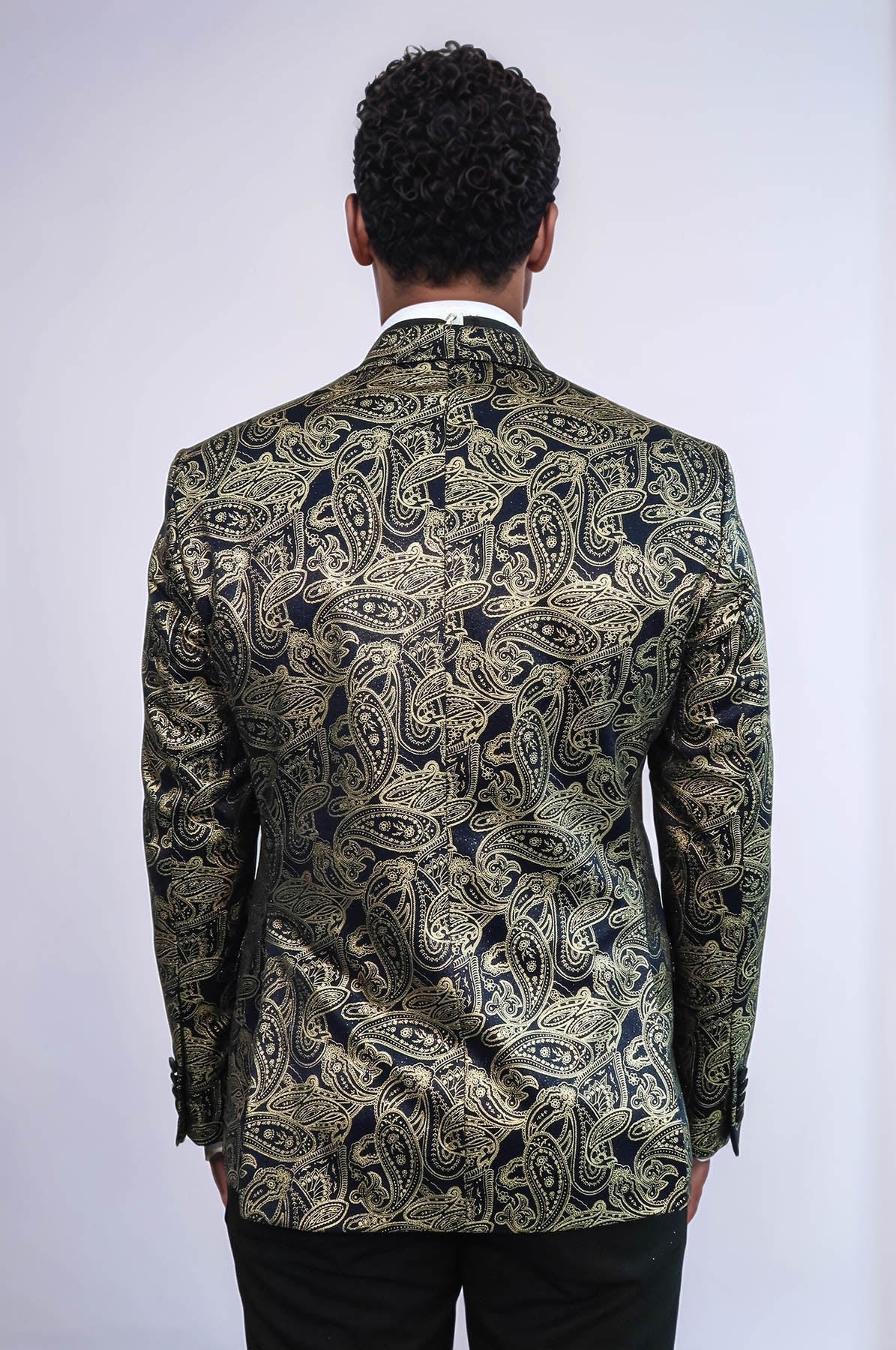 Paisley Peak Lapel Navy Blue Men Party Blazer