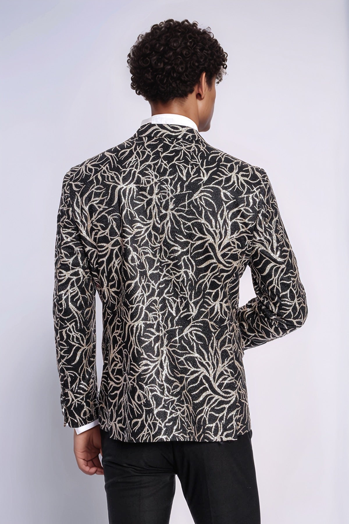 KOALA SYDNEY Sparkling Ivy Patterned Slim Fit Black Men Dinner Jacket