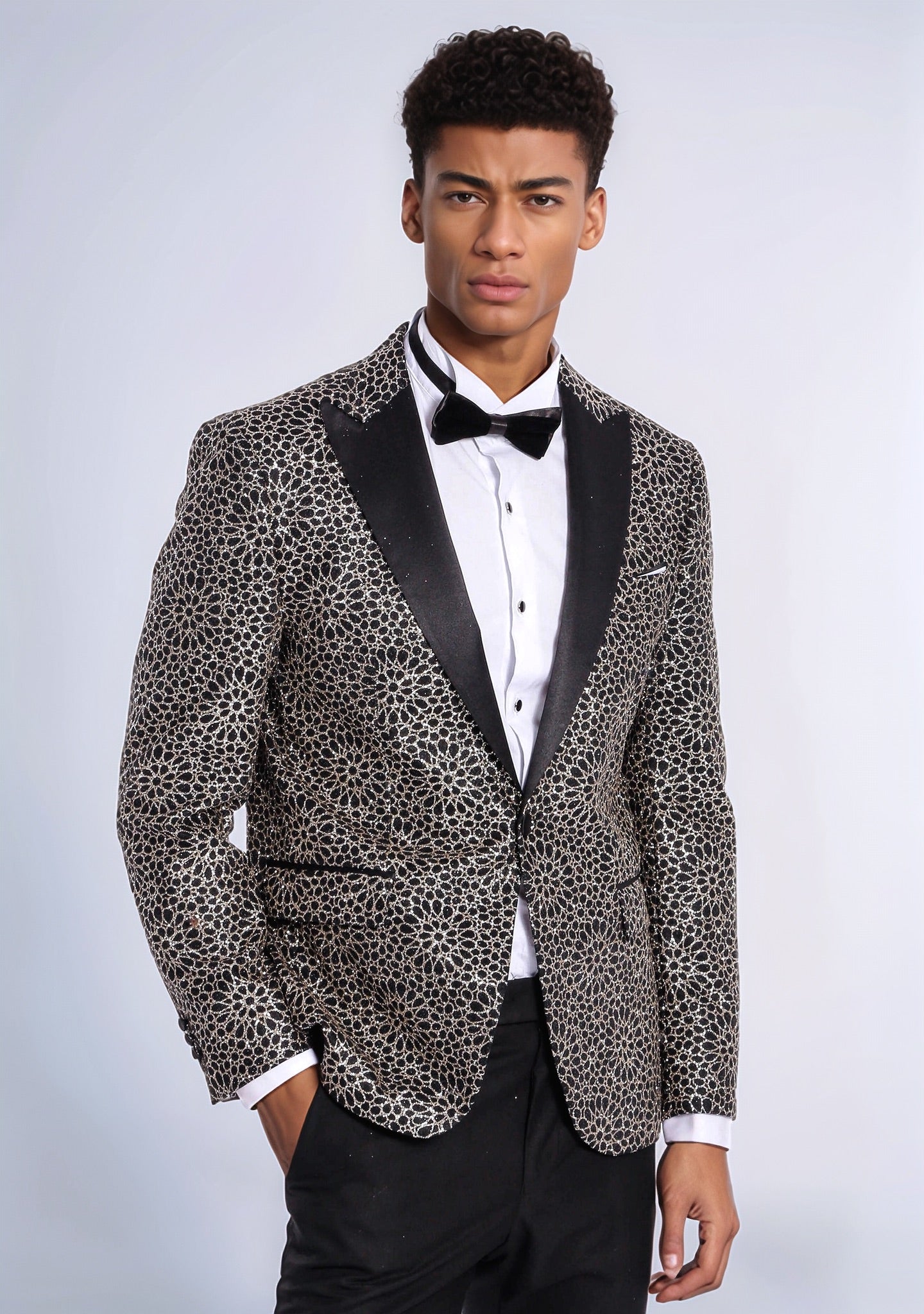 KOALA SYDNEY Flower Embroidered Pattern Black Men Party Blazer