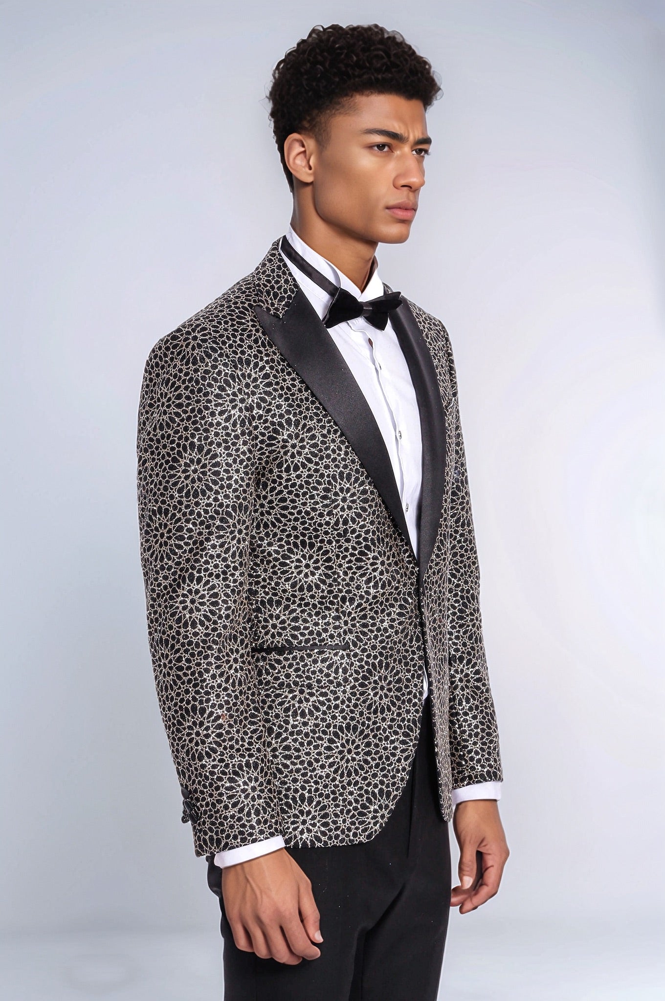 KOALA SYDNEY Flower Embroidered Pattern Black Men Party Blazer