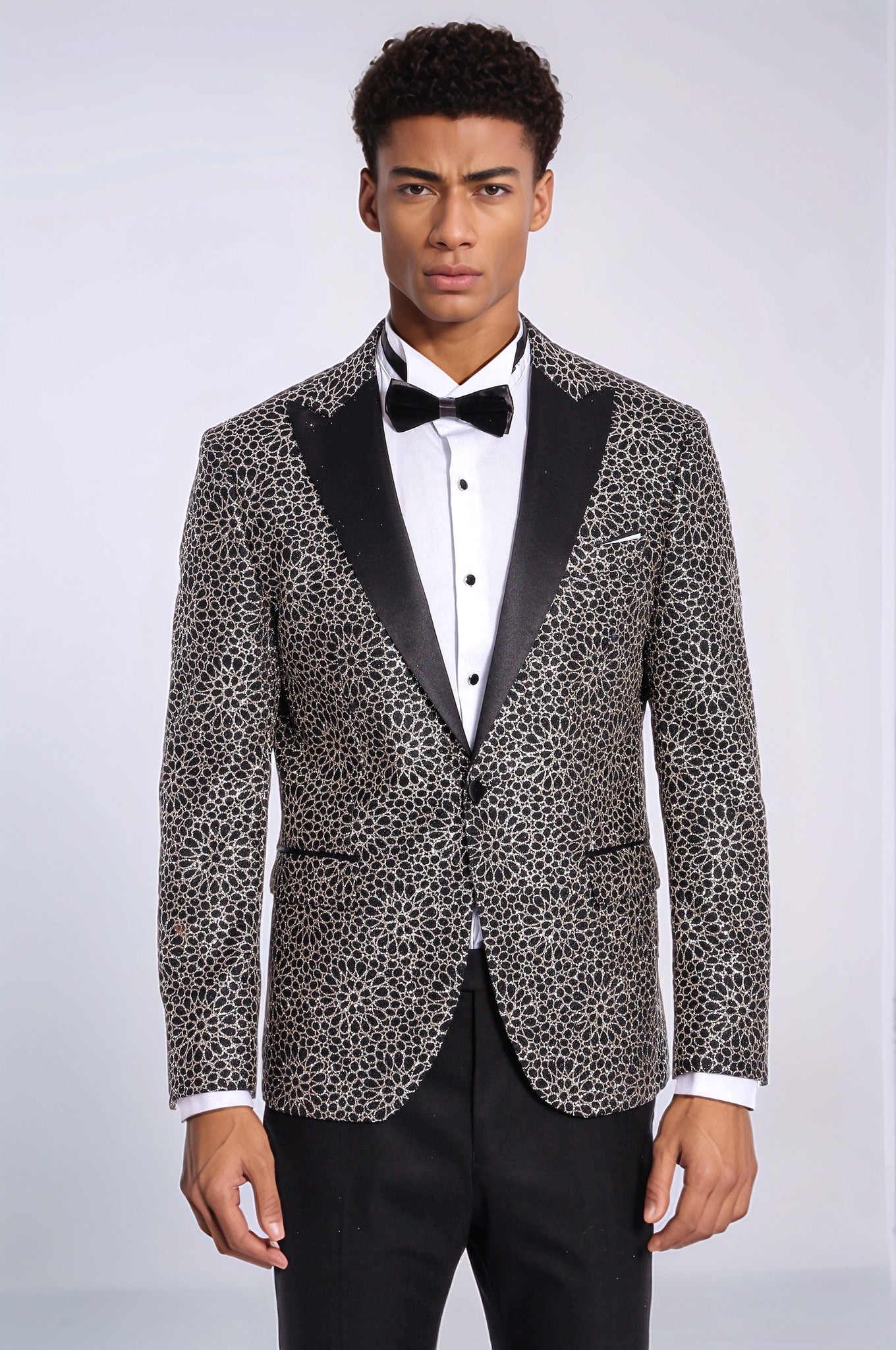 KOALA SYDNEY Flower Embroidered Pattern Black Men Party Blazer