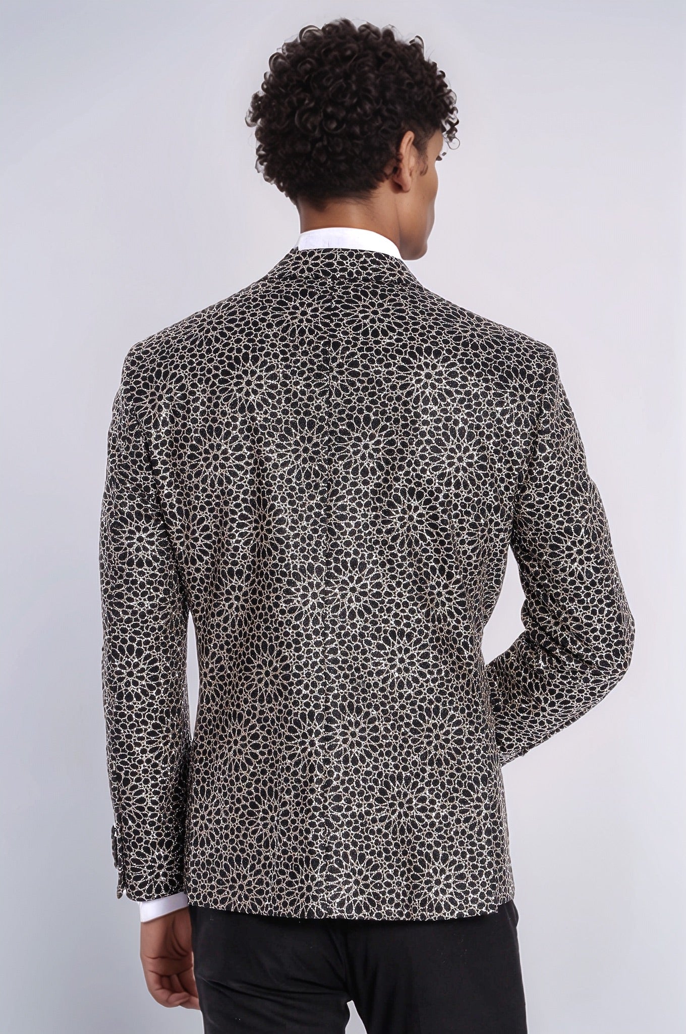 KOALA SYDNEY Flower Embroidered Pattern Black Men Party Blazer