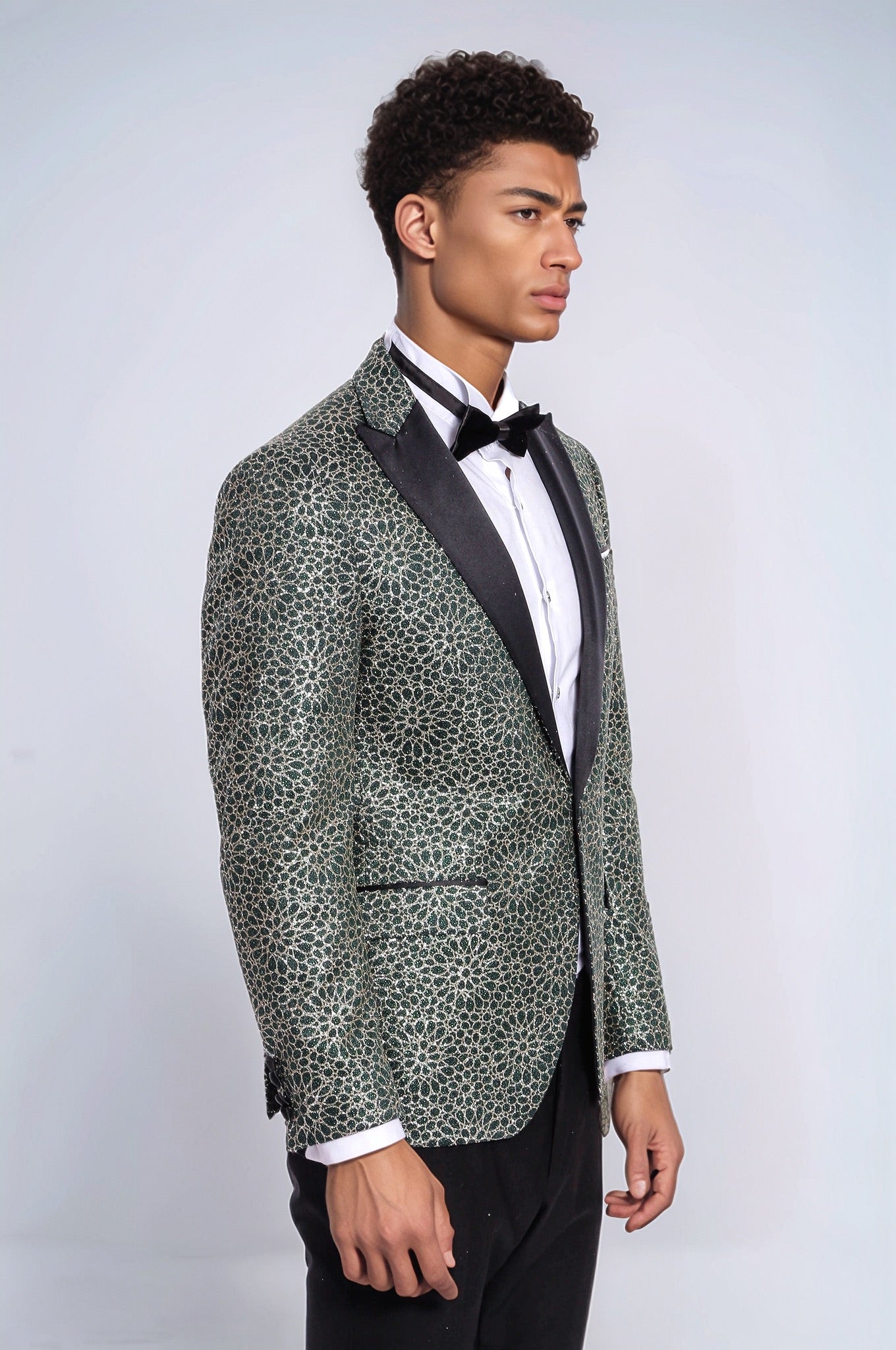 KOALA SYDNEY Flower Embroidered Pattern Green Men Party Tuxedo Jacket