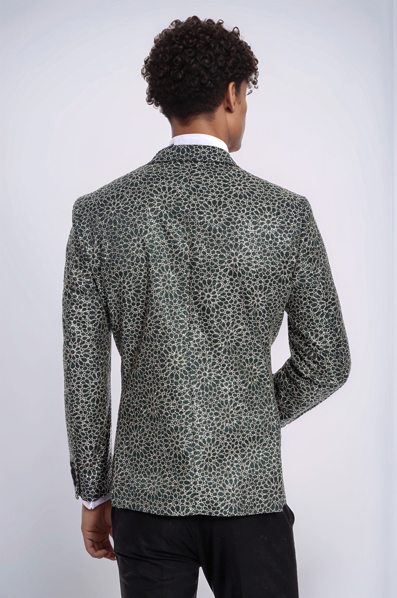 KOALA SYDNEY Flower Embroidered Pattern Green Men Party Tuxedo Jacket
