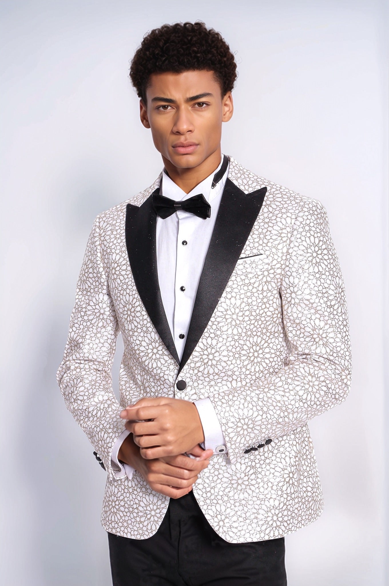 KOALA SYDNEY Flower Embroidered Pattern White Men Wedding Tuxedo Jacket