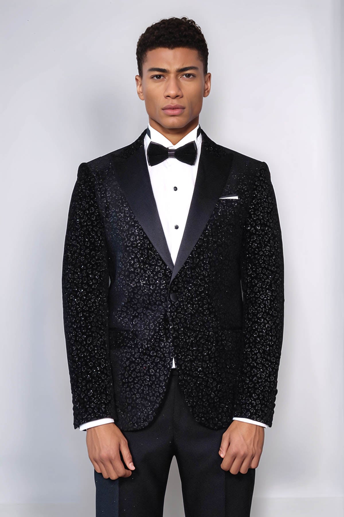 KOALA SYDNEY Leopard Pattern Slim Fit Black Men Prom Blazer and Trousers Combination Suit