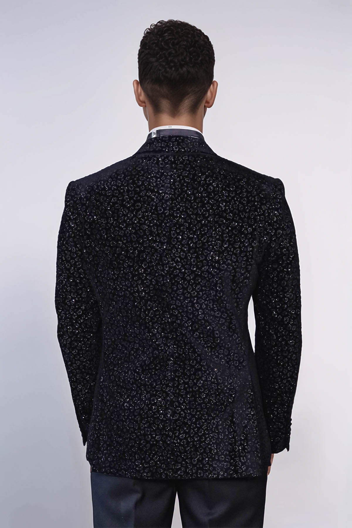 KOALA SYDNEY Leopard Pattern Slim Fit Black Men Prom Blazer and Trousers Combination Suit