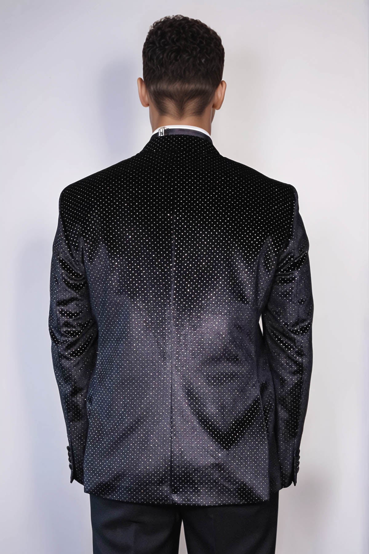 Sparkling Dotted Peak Lapel Men's Black Tuxedo Jacket