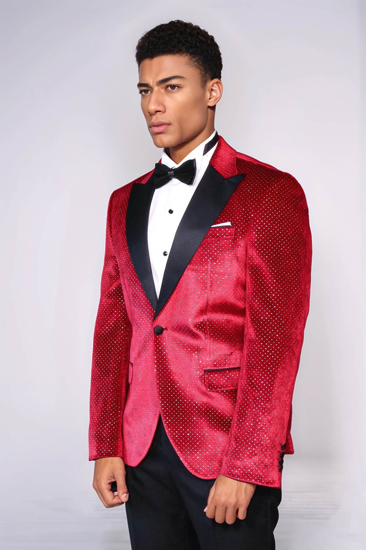 KOALA SYDNEY Sparkling Dotted Peak Lapel Men's Burgundy Tuxedo Jacket