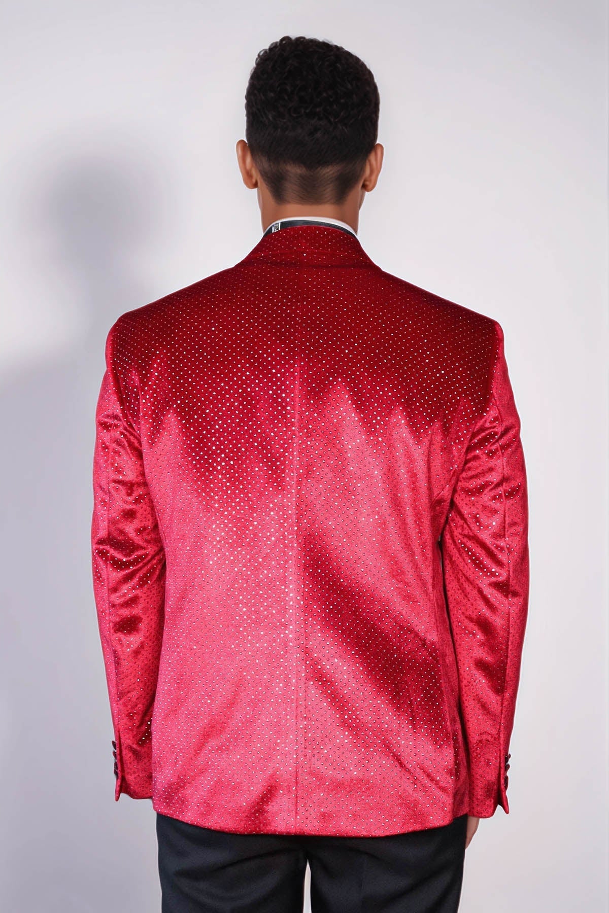 KOALA SYDNEY Sparkling Dotted Peak Lapel Men's Burgundy Tuxedo Jacket