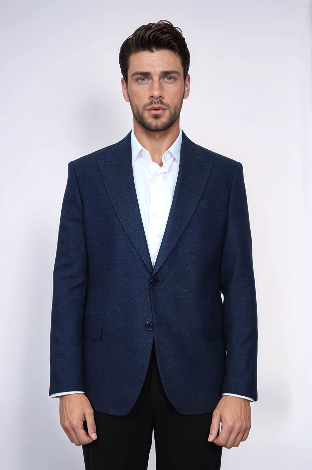 Plain Slim Fit Sport Navy Blue Men Blazer