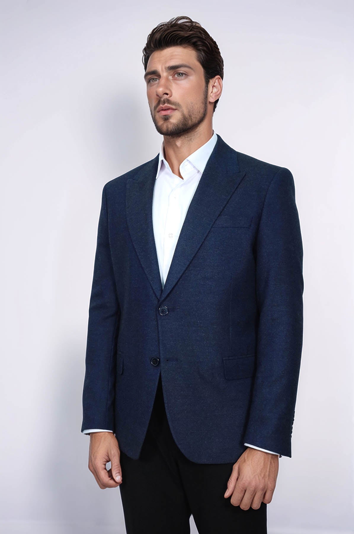 Plain Slim Fit Sport Navy Blue Men Blazer