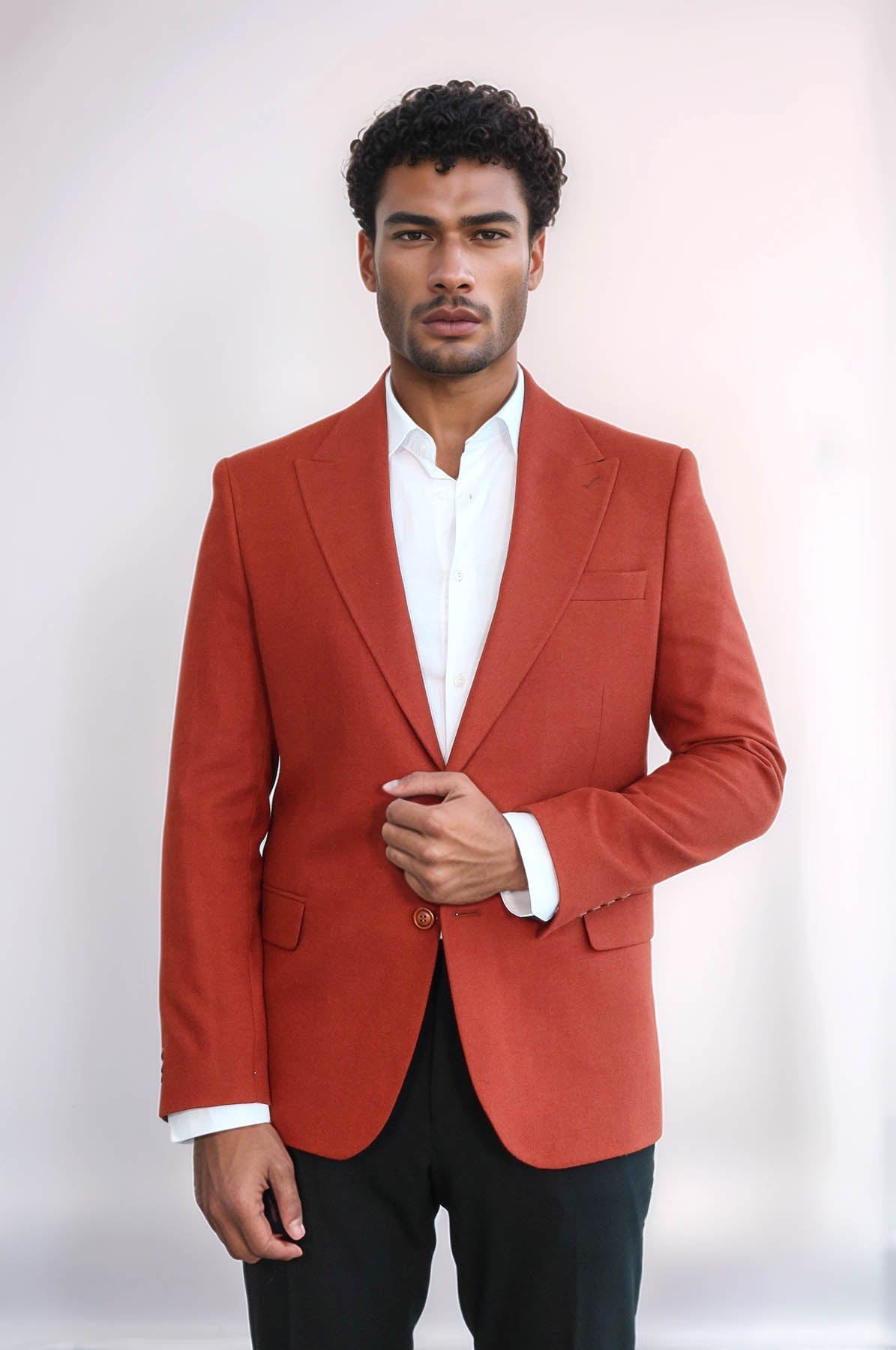 Plain Slim Fit Sport Burgundy Men Blazer
