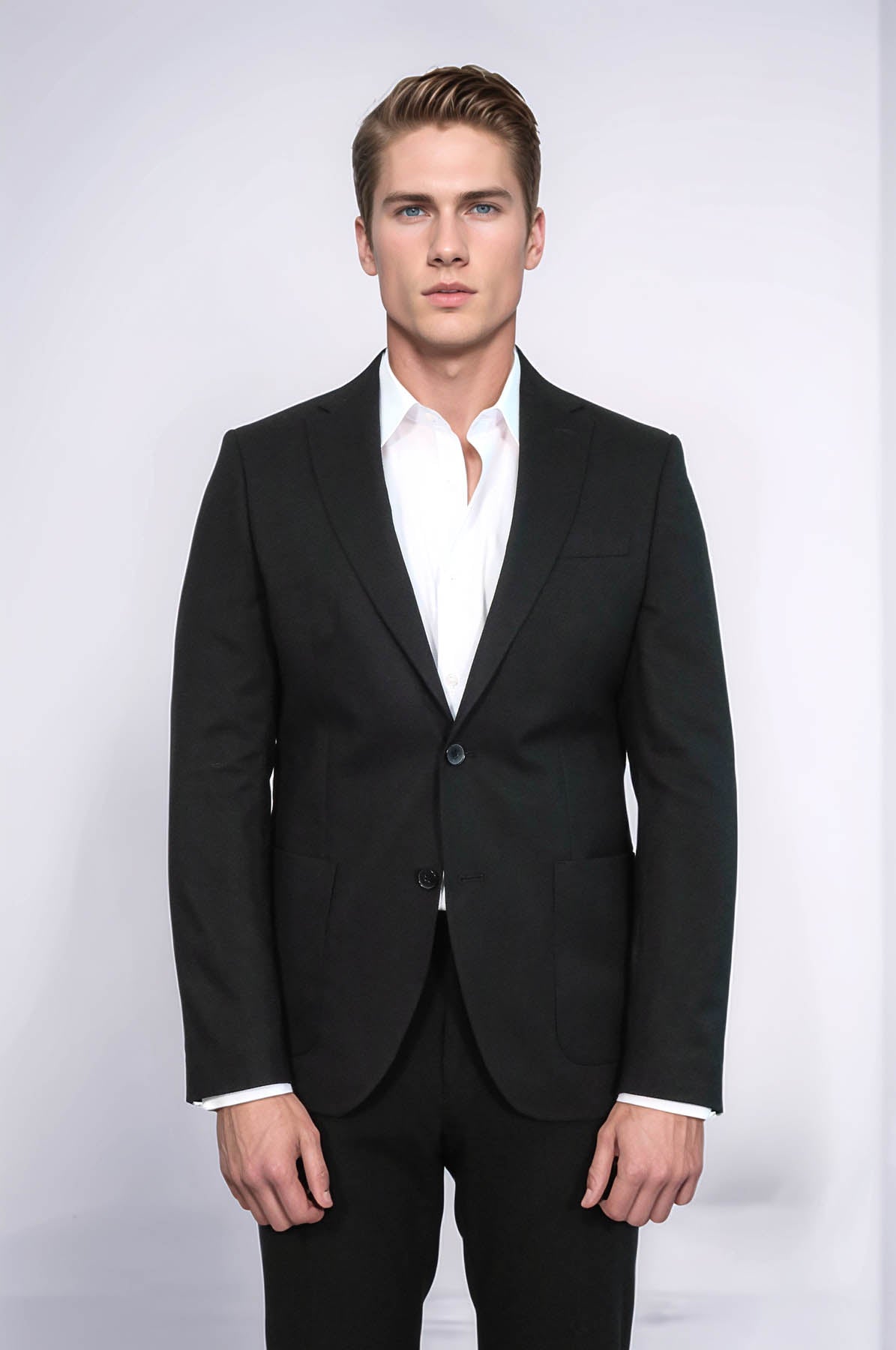 KOALA SYDNEY Textured Slim Fit Peak Lapel Black Men Blazer