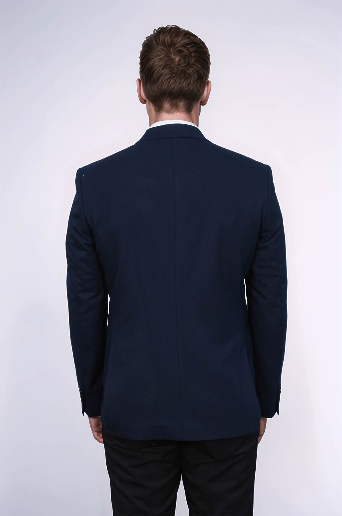 KOALA SYDNEY Textured Slim Fit Peak Lapel Navy Blue Men Blazer