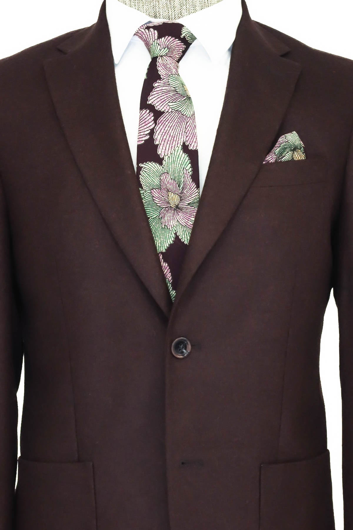 KOALA SYDNEY Slim Fit Plain Wide Lapel Burgundy Men Wool Blazer