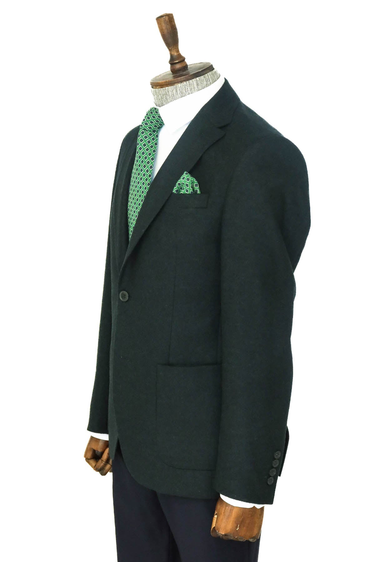 KOALA SYDNEY Slim Fit Plain Wide Lapel Green Men Wool Blazer