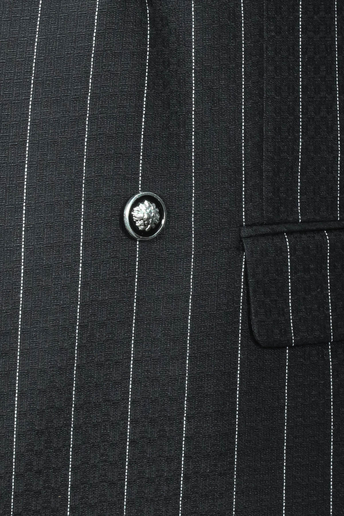 Double Breasted Slim Fit Striped Black Men Blazer - Wessi