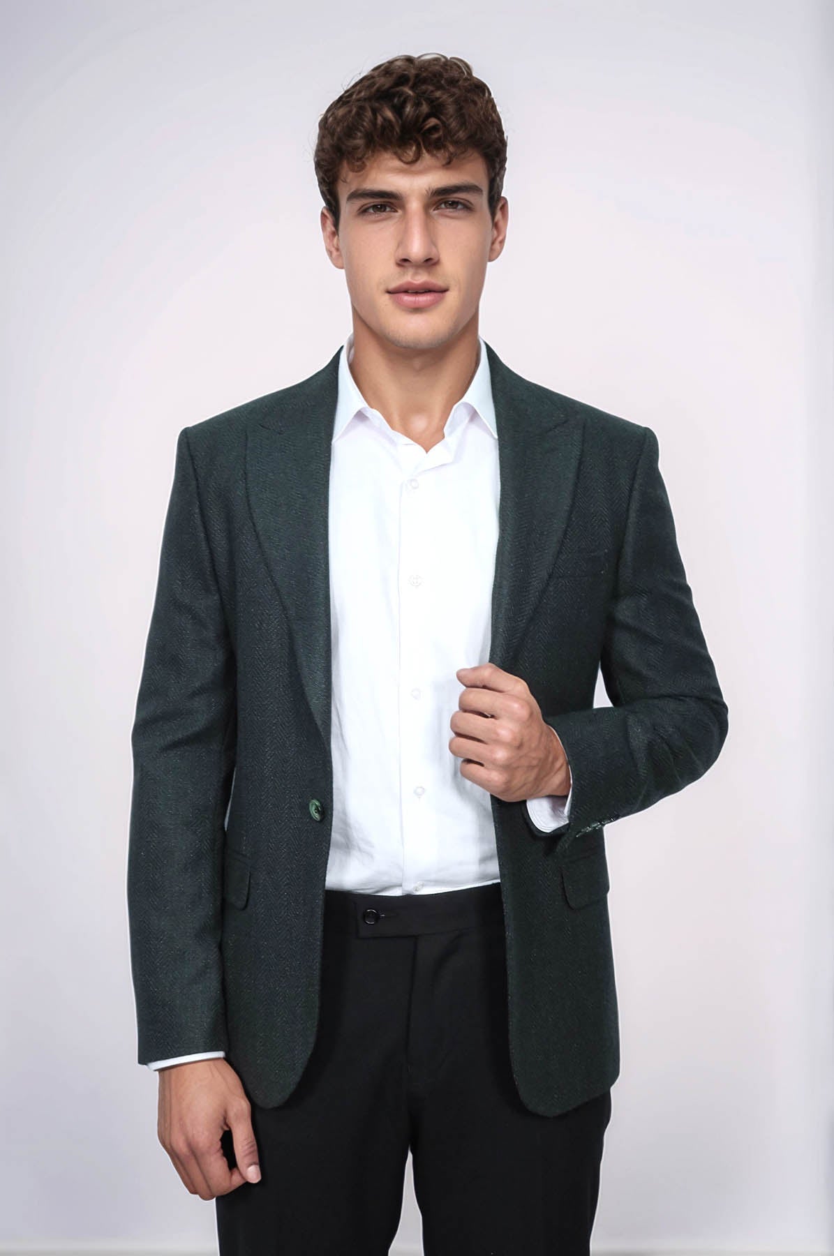 KOALA SYDNEY Slim Fit Patterned Dark Green Men Blazer