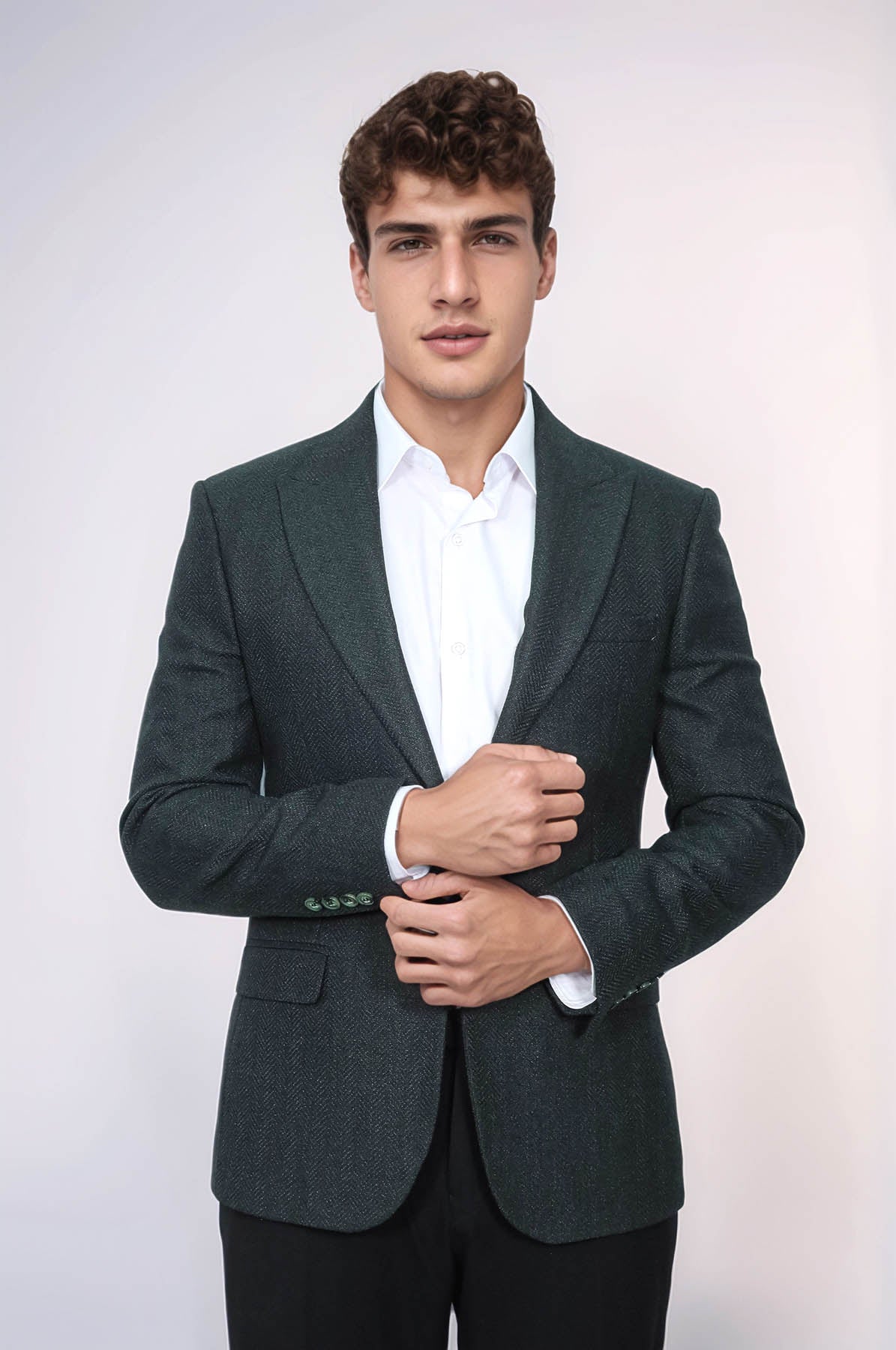 KOALA SYDNEY Slim Fit Patterned Dark Green Men Blazer