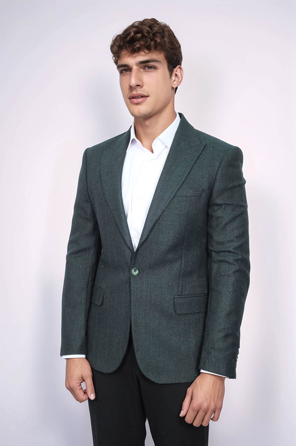 KOALA SYDNEY Slim Fit Patterned Dark Green Men Blazer