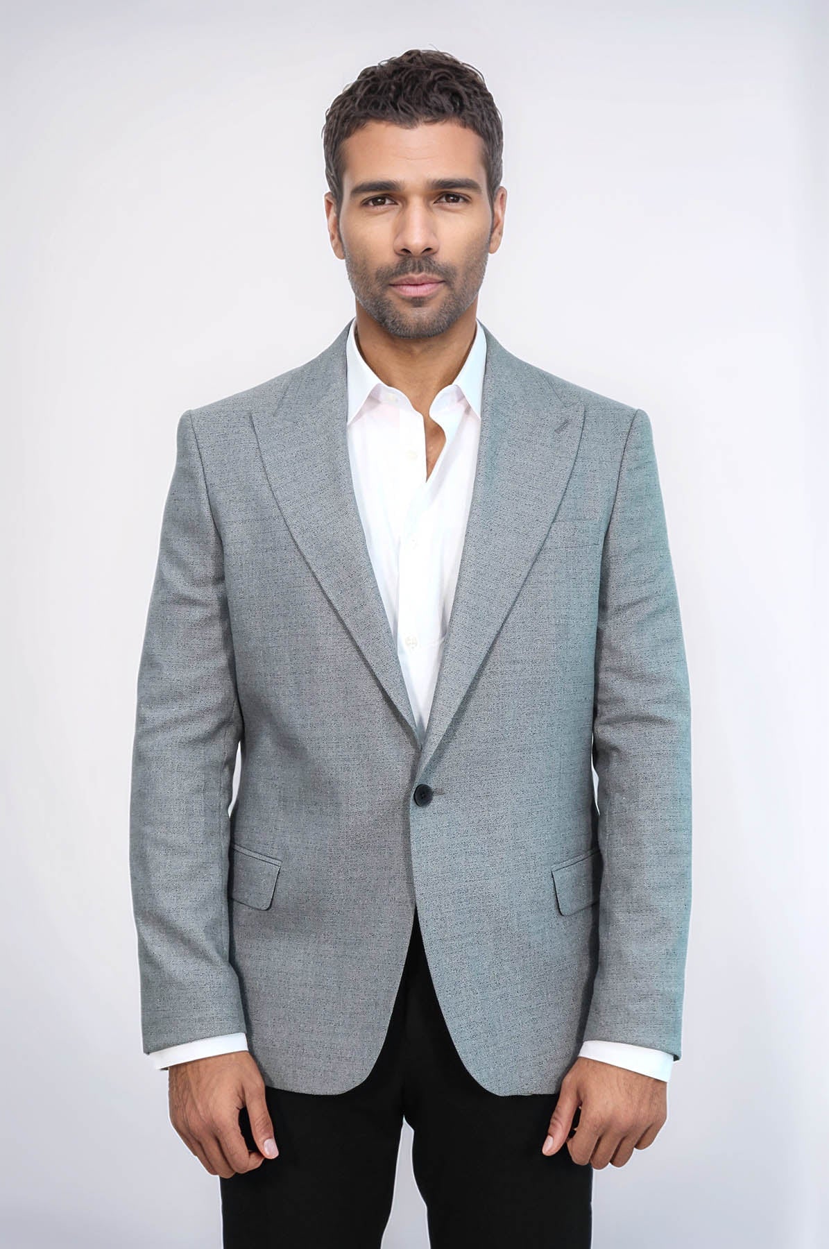 KOALA SYDNEY Patterned Wide Lapel Grey Men Blazer
