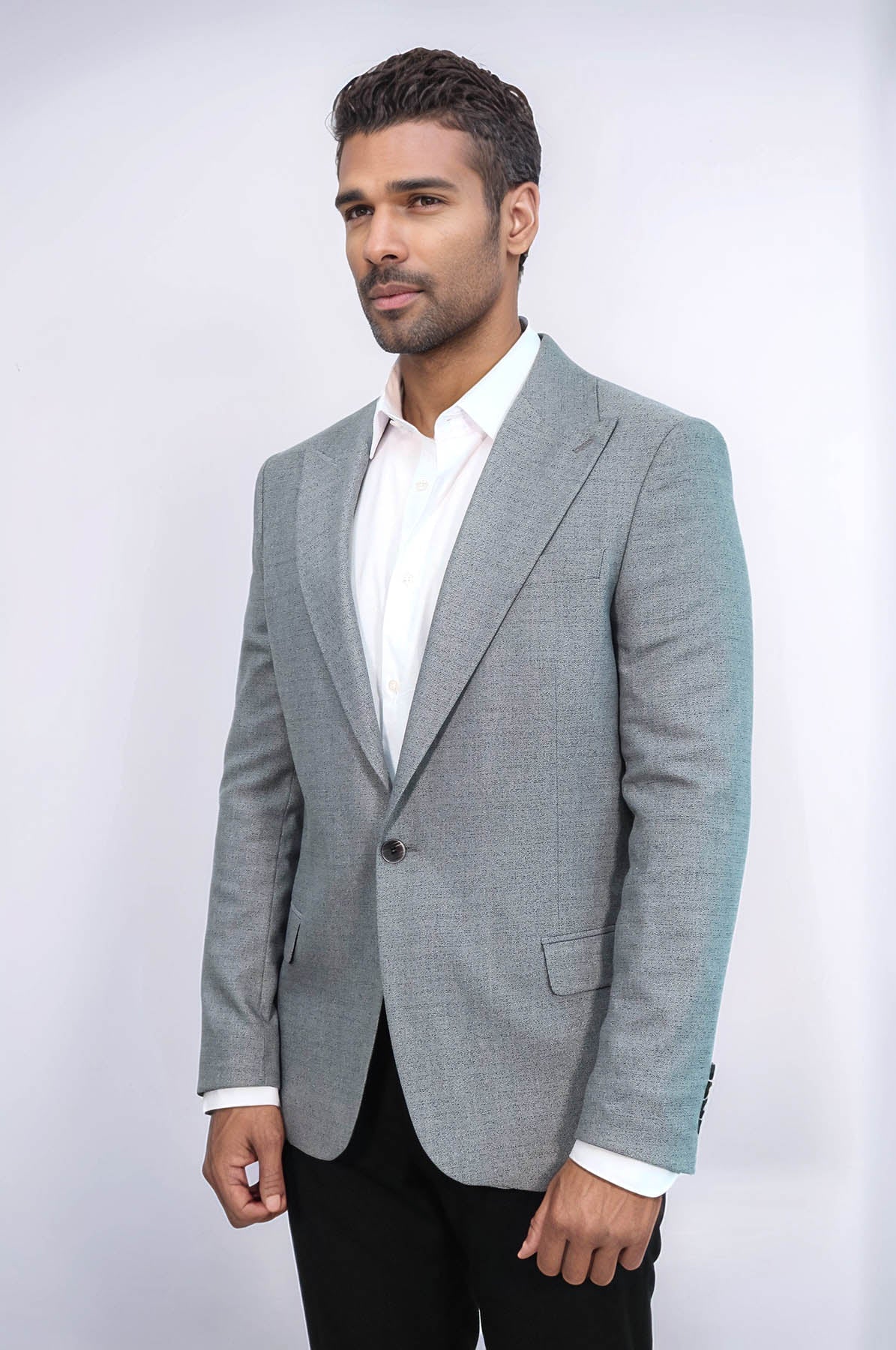 KOALA SYDNEY Patterned Wide Lapel Grey Men Blazer