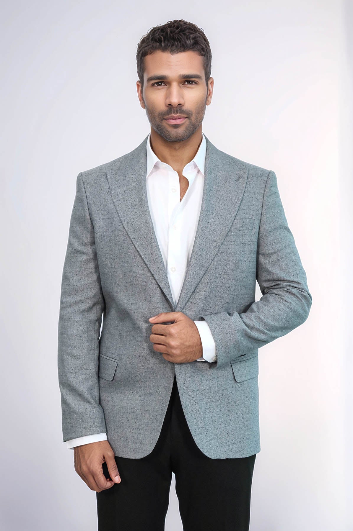 KOALA SYDNEY Patterned Wide Lapel Grey Men Blazer
