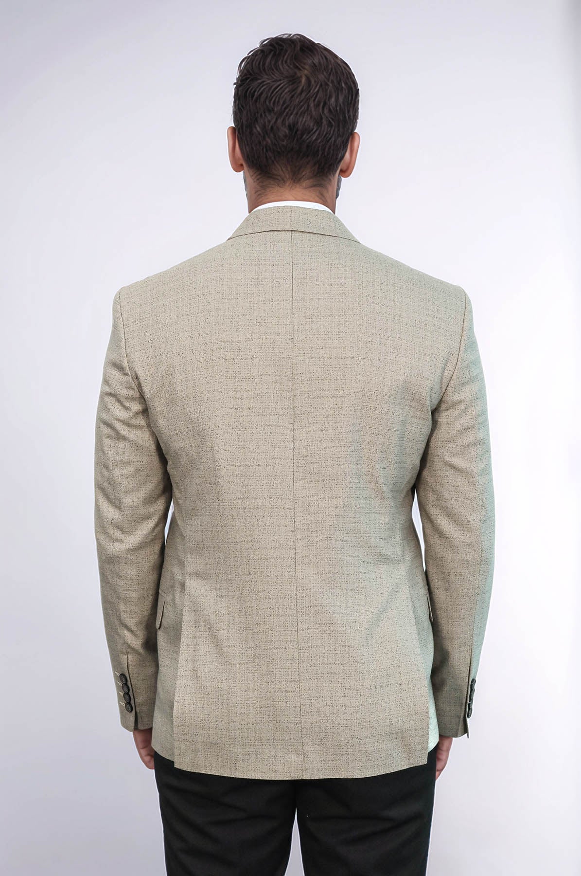 Patterned Wide Lapel Cream Men Blazer
