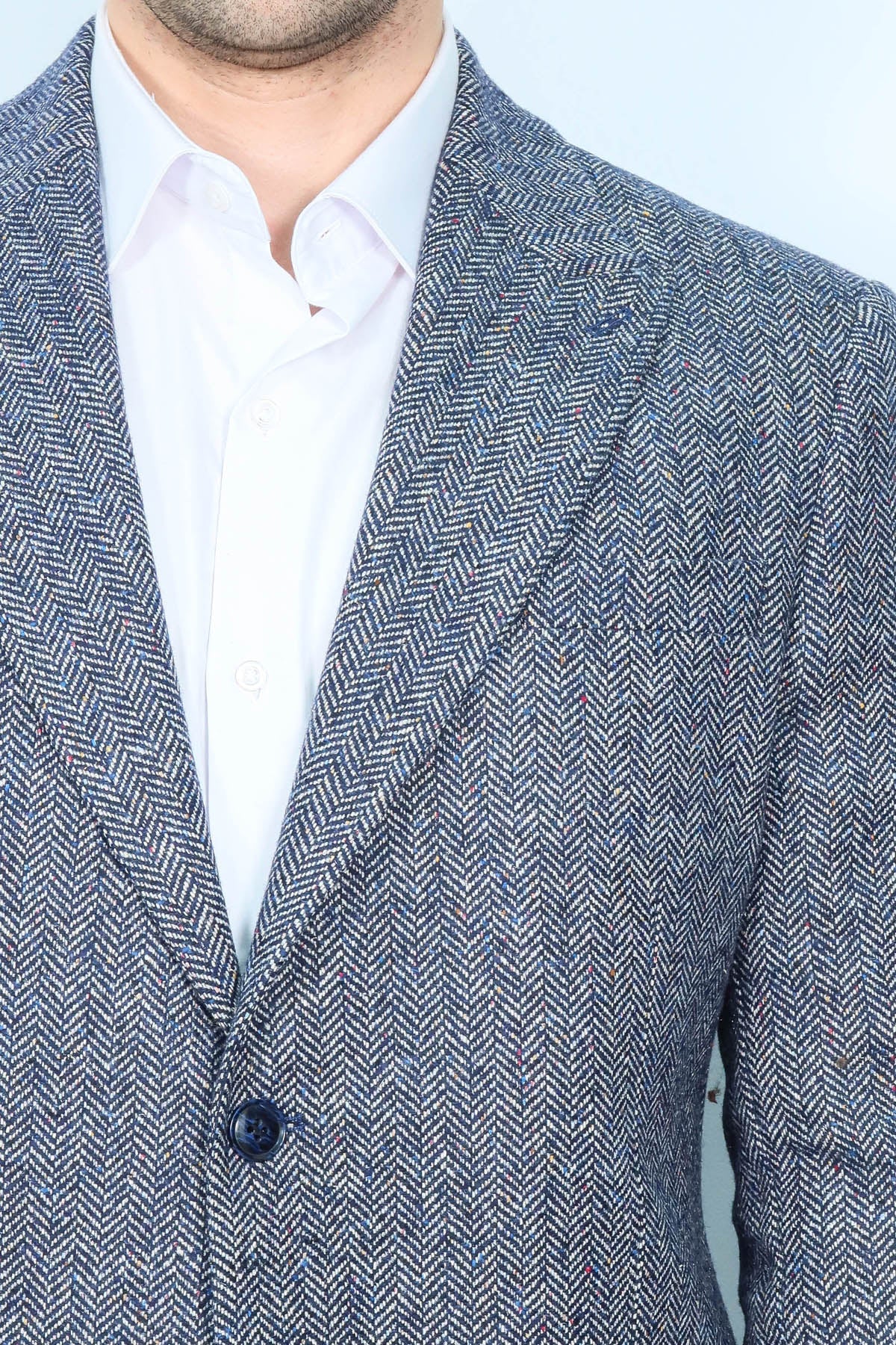 KOALA SYDNEY Houndstooth Pattern Wool Blue Men Blazer
