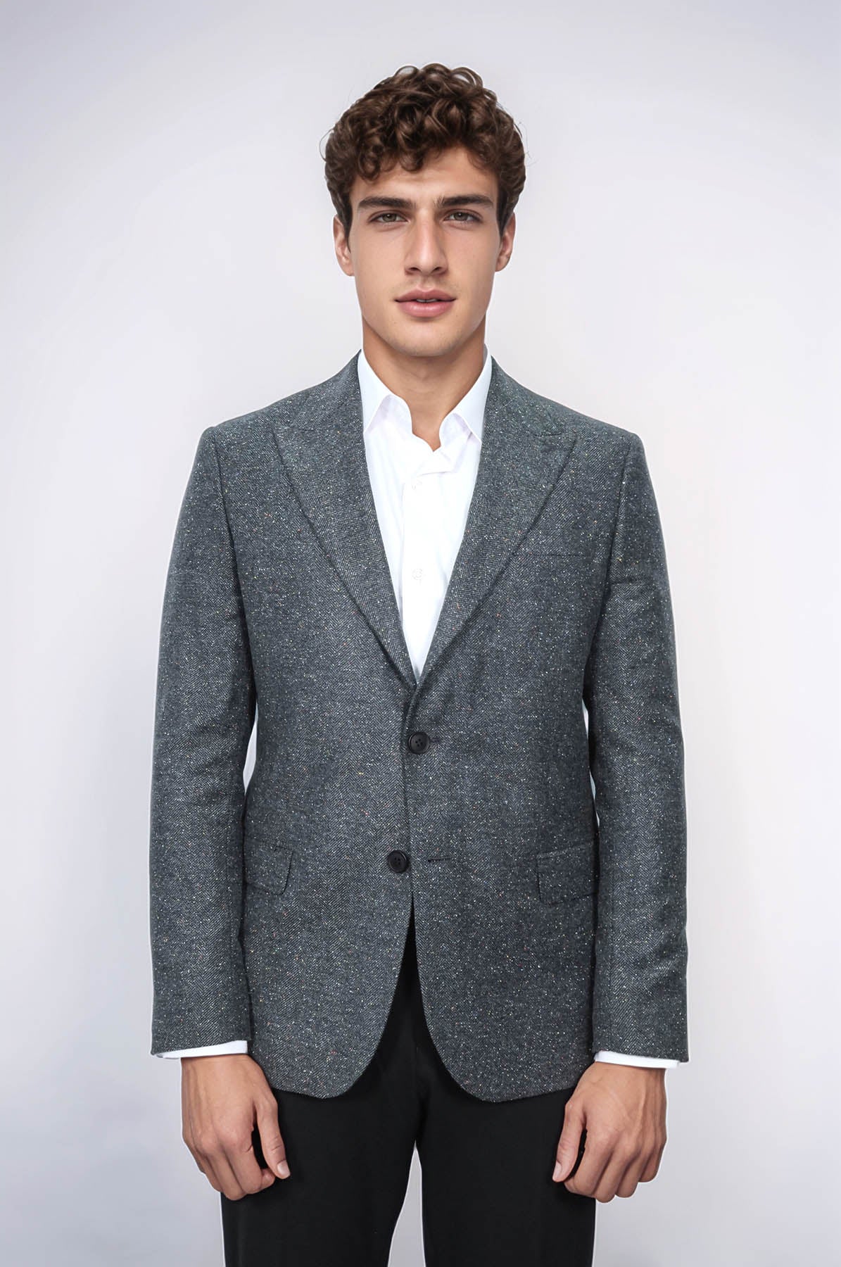 KOALA SYDNEY Houndstooth Pattern Wool Anthracite Men Blazer
