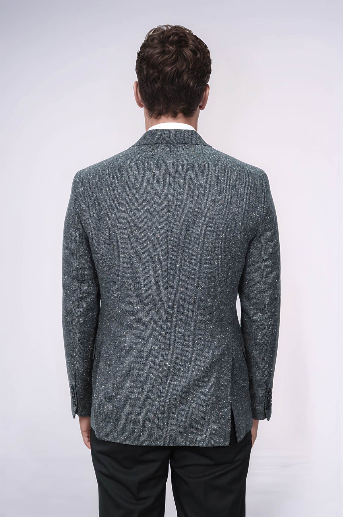 KOALA SYDNEY Houndstooth Pattern Wool Anthracite Men Blazer