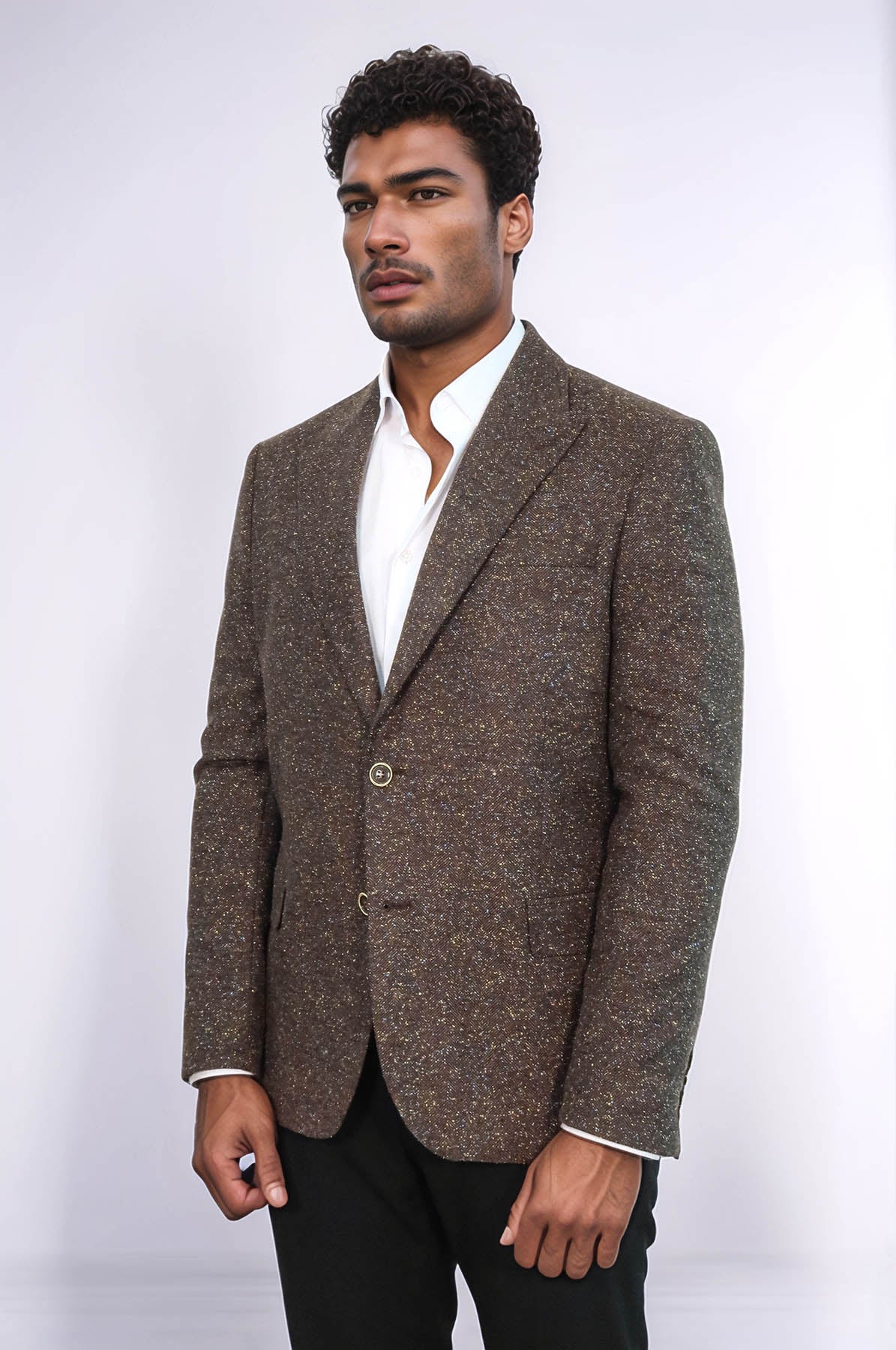KOALA SYDNEY Houndstooth Pattern Wool Brown Men Blazer