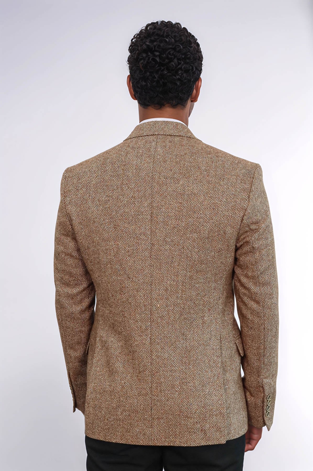 KOALA SYDNEY Houndstooth Pattern Wool Light Brown Men Blazer