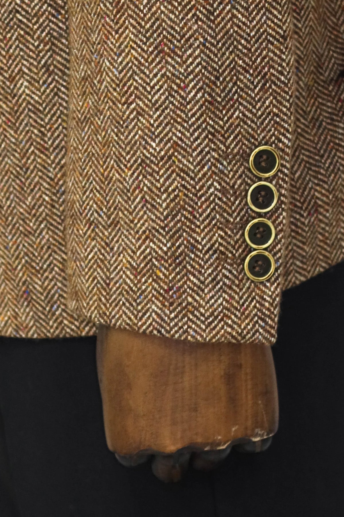 Houndstooth Pattern Wool Light Brown Men Blazer and Trousers Combunation
