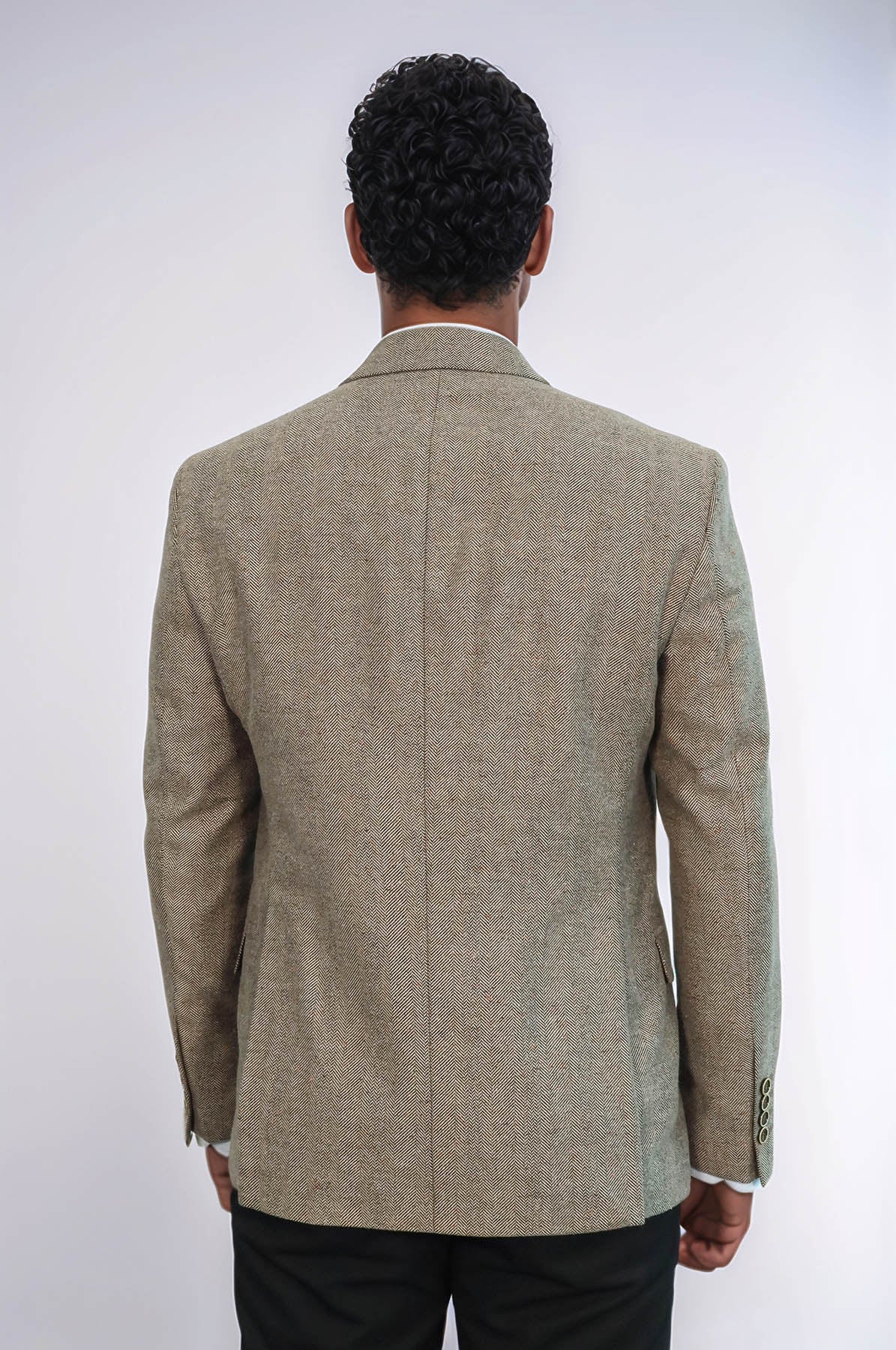 KOALA SYDNEY Houndstooth Pattern Wool Cream Men Blazer