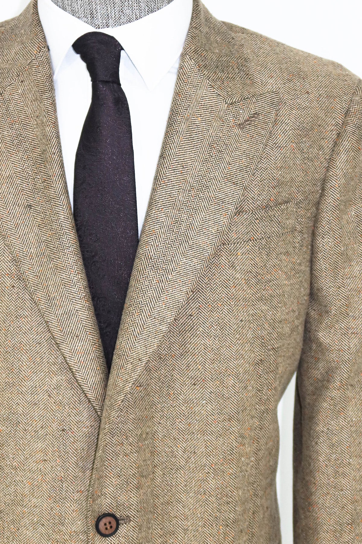Houndstooth Pattern Wool Cream Men Blazer and Trousers Combination