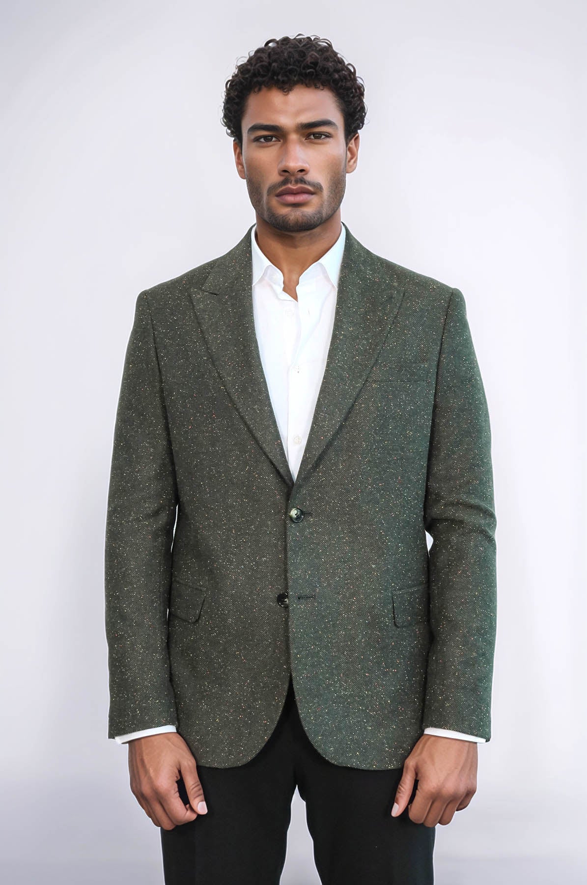KOALA SYDNEY Houndstooth Pattern Wool Green Men Blazer