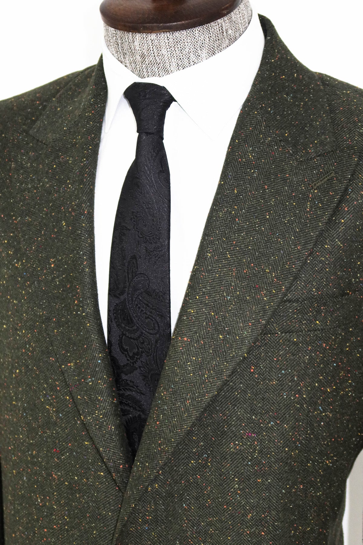 Houndstooth Pattern Wool Green Men Blazer and Trousers Combination