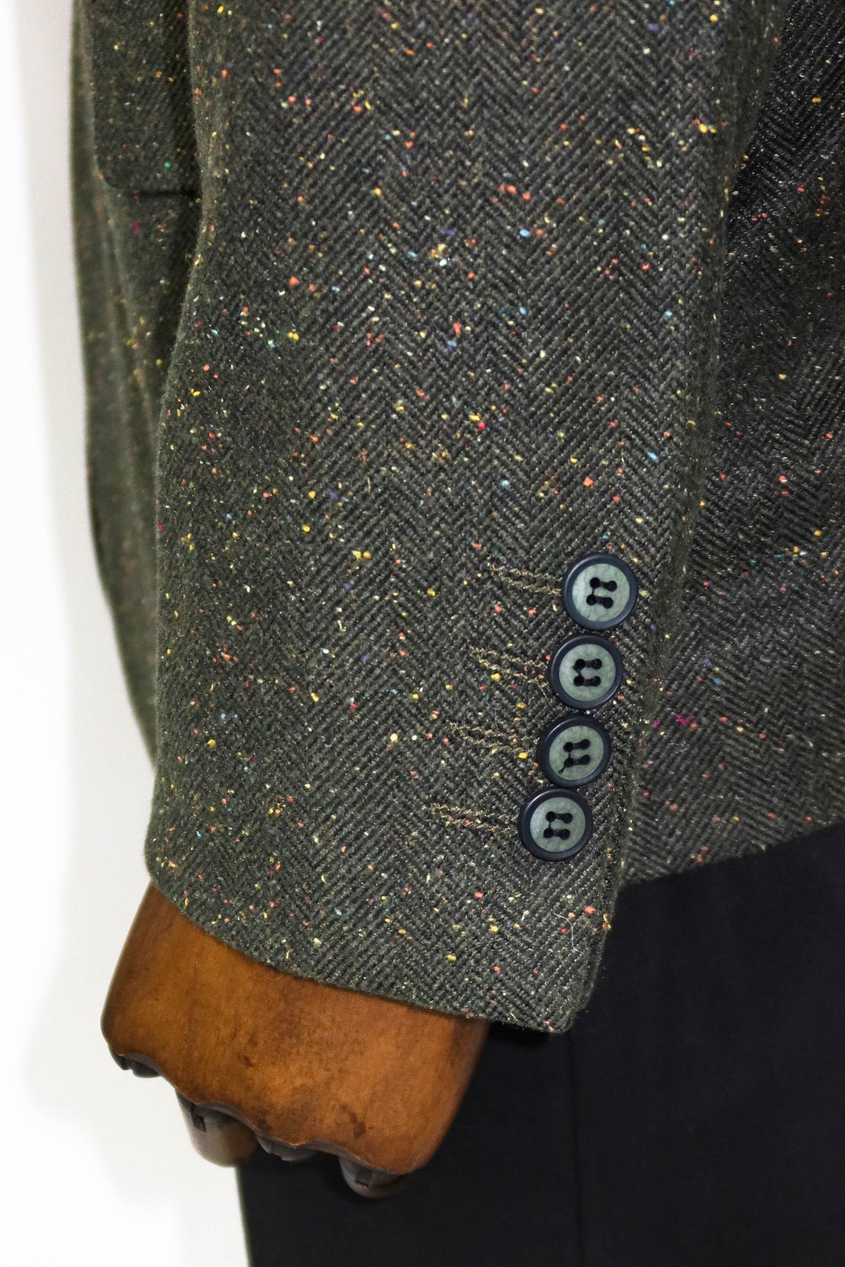 Houndstooth Pattern Wool Green Men Blazer and Trousers Combination