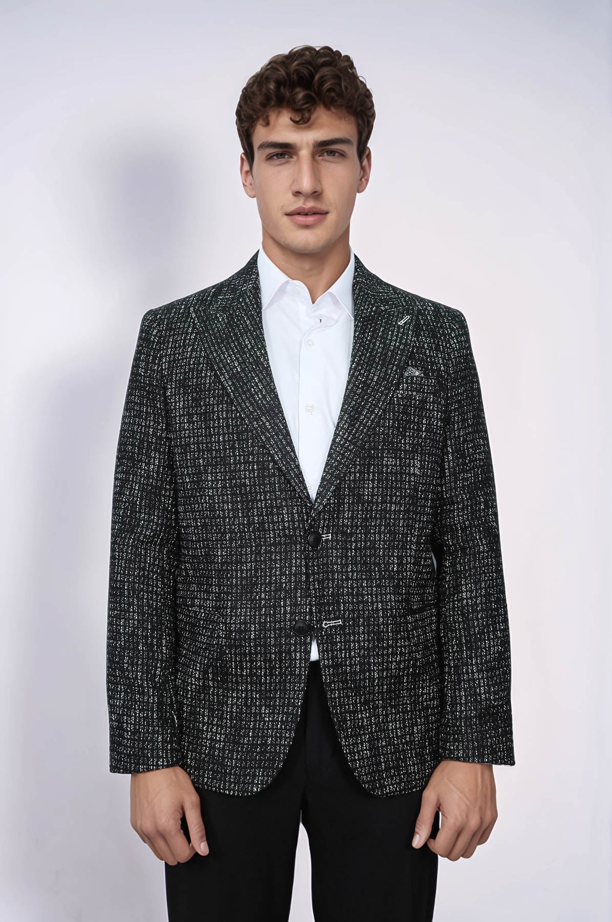 Slim Fit Patterned Sport Black Men Blazer - Wessi