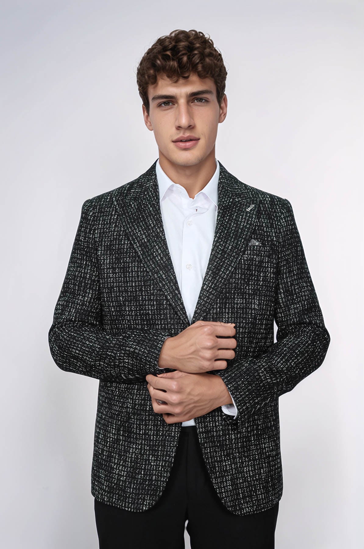 Slim Fit Patterned Sport Black Men Blazer
