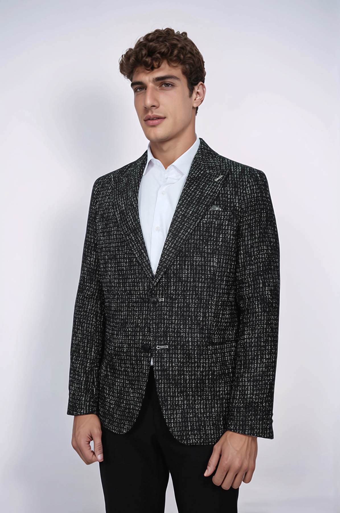 Slim Fit Patterned Sport Black Men Blazer