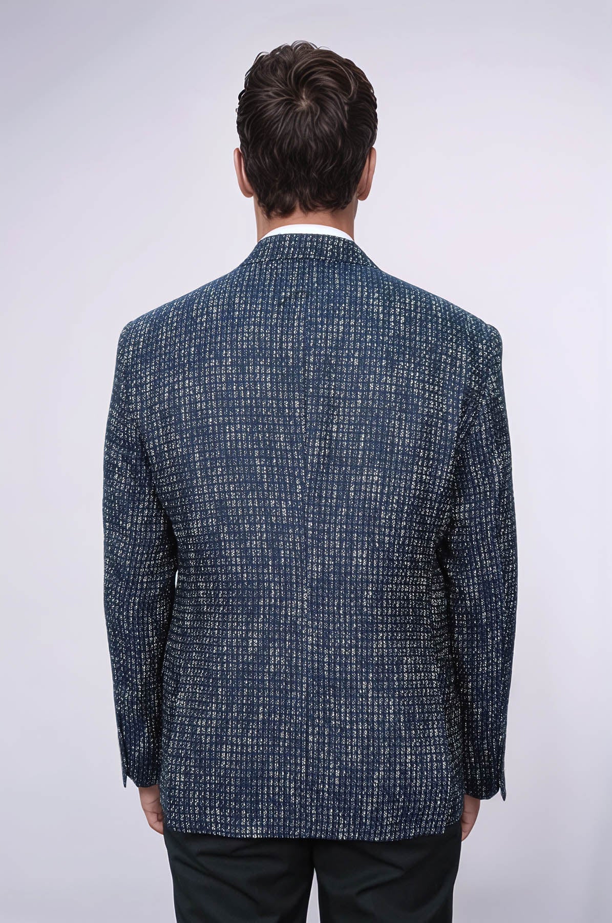 Slim Fit Patterned Sport Navy Blue Men Blazer
